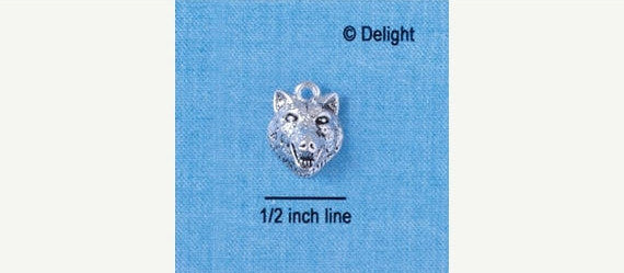 1 silver plated WOLF HEAD Charm   chs1235