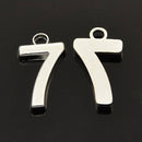 6 Silver Plated Number 7 (seven) Charms, 18mm tall, about 3/4" chs2117