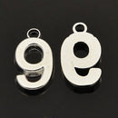 6 Silver Plated Number 9 (nine) Charms, 18mm tall, about 3/4" chs2141
