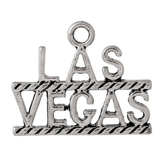 5 LAS VEGAS Antique Silver Charm Pendants, 26mm x 21mm, chs2265