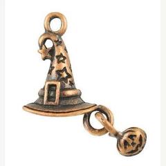 10 Copper Tone Metal Brass Hat Charm Dangles . sorting hat . witch . halloween . moveable  chc0020