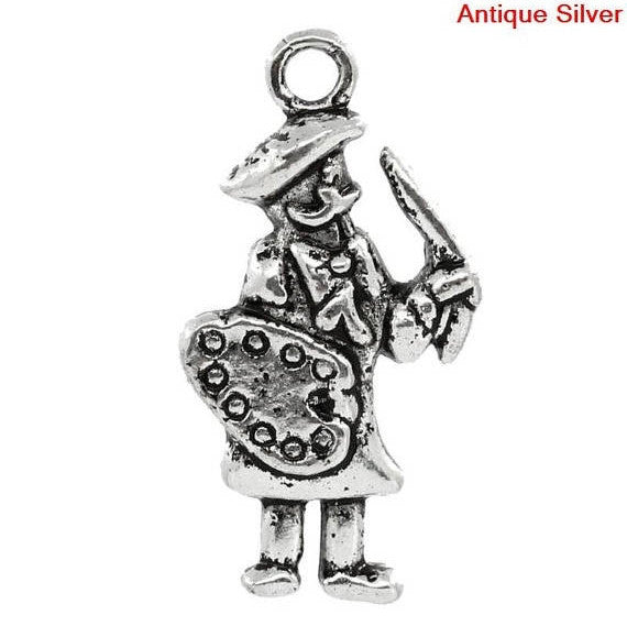 5 Silver Tone ARTIST PAINTER Charm Pendants chs0610