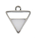 5 Silver Tone ARROWHEAD TRIANGLE Pendant Charms, white enamel, 18x16mm, chs2767