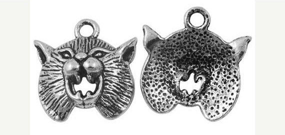 4 Silver Metal PANTHER or TIGER Wildcat Mascot School Team Charms or Pendants chs0729