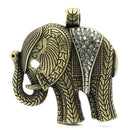 1 Large Rhinestone ELEPHANT Pendant . bronze tone metal, clear crystals.    CHB0142