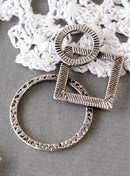 10 Antique Silver Geometric Connectors, square, circles  35x24mm . chs0936