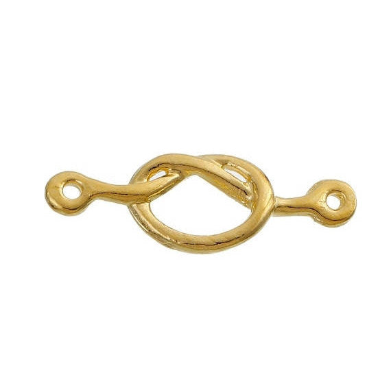 10 Gold Plated SQUARE KNOT Charm Pendants, double-hole connector links, 23x8mm, chg0551