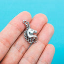 10 Silver Tone Metal UNICORN . Charm Pendants 26x15mm  chs0316