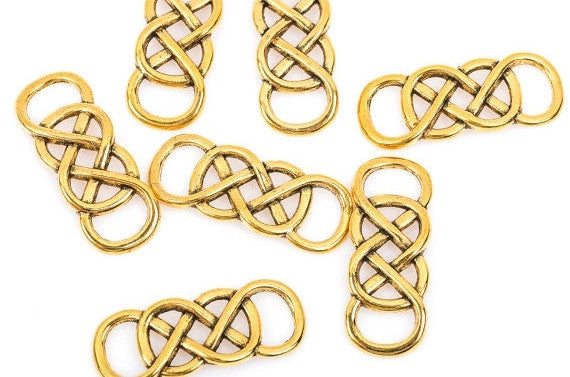 10 Antiqued Gold DOUBLE INFINITY Symbol Charm Pendant Connectors, 1-1/4" long chg0268