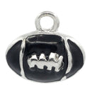 4 Small Enamel Silver Tone FOOTBALL Charm Pendants 12mm x 11mm. CHE0074