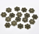 20 Antique Bronze Metal Round FLOWER Flatback Embellishment Findings . chb0226