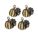 4 FALL PUMPKIN Charms, Bronze Tone Metal, 5/8" wide chb0361