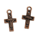 50 Copper RUSTIC CROSS Charm Pendants, 7/8"  chc0043b