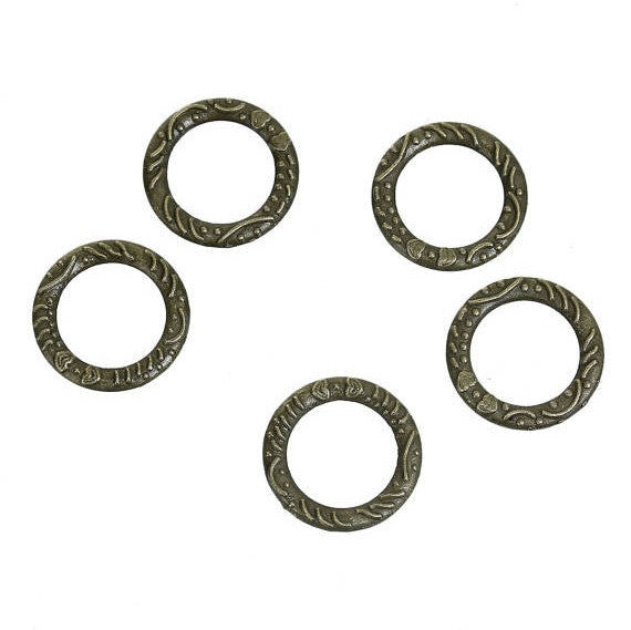 50 Antique Bronze CONNECTOR RING Charms, 14mm, stylized texture, chb0493