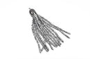 Crystal Bead Tassel Charm Pendant, SILVER METALLIC crystals with Gunmetal cap, about 3" long cho0198