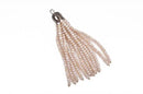 Crystal Bead Tassel Charm Pendant, IVORY CREAM Ab crystals with Gunmetal cap, about 3" long cho0201