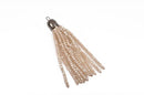 Crystal Bead Tassel Charm Pendant, IVORY CREAM crystals with Gunmetal cap, about 3" long cho0196