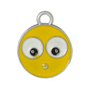 5 Silver Tone YELLOW Enamel SHOCKED Smiley Face Charm Pendants  che0400