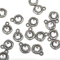 10 Gunmetal Rhinestone Drop Charms, 10mm asymmetrical circle cho0157a