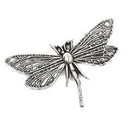 5 DRAGONFLY Silver Charm Pendants, 2-hole necklace connector link, silver oxidized metal, 49x31mm, chs2537