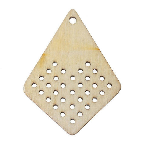 4 Counted Cross Stitch WOOD BLANK Diamond, 2" x 1.5", make your own embroidery charm pendants, cho0130