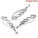 10 OPEN WING 2-hole Connector Link Charms, antique silver tone metal . chs0921