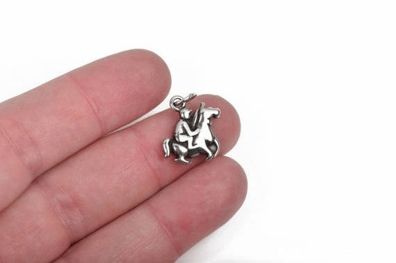 2 Stainless Steel HORSE RACING Jockey Charm Pendants, equestrian horseback riding, thoroughbred flat racing, 18x17mm, chs2820