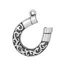 5 Large Silver Tone Metal Filigree HORSESHOE Charm Pendants, 26x23mm, chs1566
