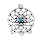 5 Silver DREAMCATCHER Dream Catcher Charms Pendants, chandelier findings, turquoise bead chs2089