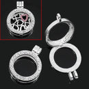 1 Silver Plated Rhinestone Hollow Round Locket, 3.6x2.8cm  chs1420