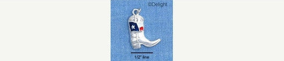 1 silver plated enamel TEXAS BOOT Charm  che0191