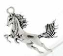 2 Large HORSE Charm Pendants . Silver pewter metal . 2" long  chs0816