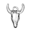 10 LONGHORN BULL Cow Antique Silver Tone Metal Charm Pendants, 21x15mm, chs2574