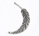 2 LARGE Silver Metal FEATHER Charms or Pendants  chs0937