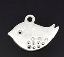 20 Silver Plated Bird Charm Pendants 16x13mm (5/8"x1/2")   chs0823