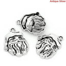 30 bulk Silver Tone Christmas SANTA CLAUS Face Charm Pendants chs0662b