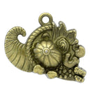 6 Bronze Metal THANKSGIVING CORNUCOPIA Charm Pendants .  20mm x 28mm  Chb0065