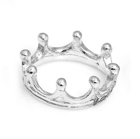 10 Silver Tone KING'S Crown Charm Pendants, 3d charms, queens crown, princess crown, royalty, 19mm diameter, chs2403