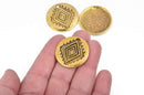 5 Southwest Charms, Gold Diamond Pattern Charms, Southwest Style Pendant Charms, 30mm, chs2868