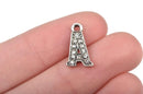 4 Letter A Monogram Initial Letter Charms, Rhinestones embedded in silver metal, 15mm (5/8")  chs2625
