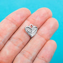 10 Silver Tone Metal ANGEL WING Heart . Charm Pendants 12x12mm  chs0314