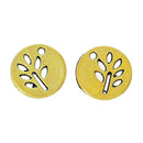 10 Gold Tone TREE Cutout Disc Circle Round Charm Pendants, 1/2"  chg0269a