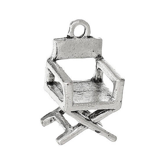 8 Antique Silver 3D DIRECTOR'S Chair Charm Pendants  chs1341