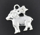 5 Bright Silver Plated ARIES Zodiac Charms with Rhinestone  chs1683