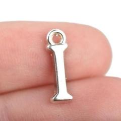 8 Letter I Alphabet Charms Silver Plated Monogram, 15mm, chs2592