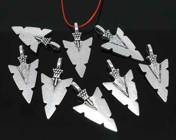 10 Silver Metal ARROWHEAD Arrow Charm Pendants, 1-1/4" x 5/8"  chs1732