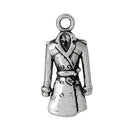 8 Antique Silver TRENCH COAT Dress Charm Pendants chs1783