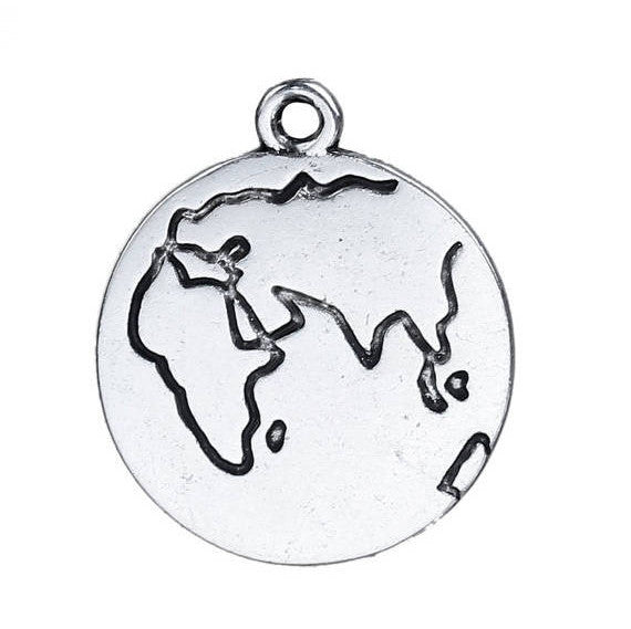 10 GLOBE Charm Pendants, world travel charms charms, Africa Asia map charms, 23x20mm, chs2739