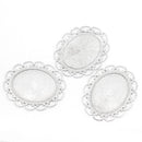 2 Large Silver metal filigree pendants, for cabochons or cameos  58mm x 48mm  fin0006