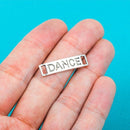 8 Silver Tone Metal DANCE Rectangle Stamped Charm Connector Links . chs0257